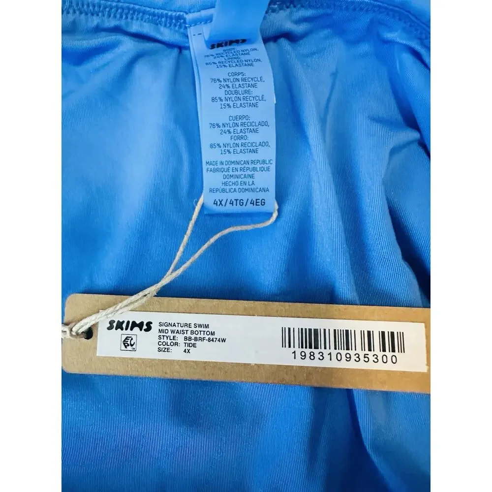 NWT Skims Signature Swim Mid Waist Bottom Tide Blue 4X Bikini Beach
